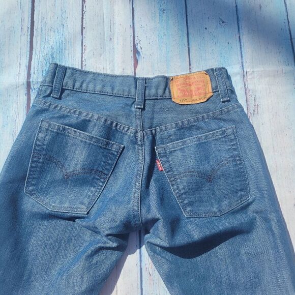 Levi's 511 Boy's's Blue Cotton Solid Stretch Mid Rise Straight Leg Jeans Size 14 - Picture 6 of 12